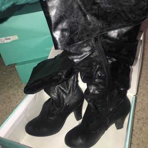 Over the knee black boots